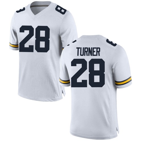 Christian Turner Michigan Wolverines Men's NCAA #28 White Game Brand Jordan College Stitched Football Jersey AXL8454QI